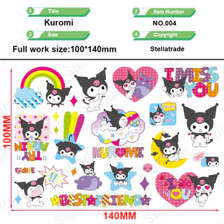 Sanrio Kuromi การ์ตูนน่ารัก UV DTF สติ๊กเกอร์กันน้ํา Transfer Decal พร้อมพื้นผิวคริสตัล