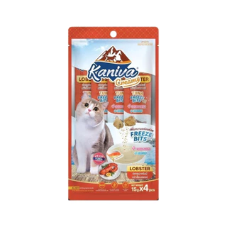Kaniva Creamy Treat คานิว่า ขนมแมวเลีย ฟรีซดราย Freeze Bits สำหรับแมว แพ็ค 4 ซอง ขนาด 15 กรัม/ซอง