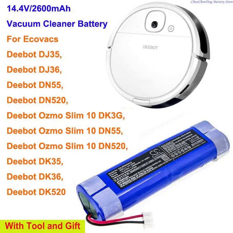 PJEU OrangeYu 2600mAh Vacuum Cleaner Battery for Ecova Deebot DJ35, Deebot DJ36, Deebot DK35, Deebot
