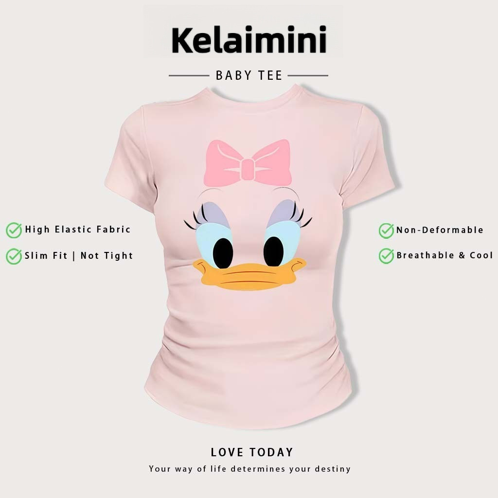 ผ้าฝ้ายผู้หญิงBodycon Baby Tee - Y2K พิมพ์เสื้อยืดแขนสั้นสไตล์ฤดูร้อน,รอบคอด้านบนสไตล์เกาหลี 59