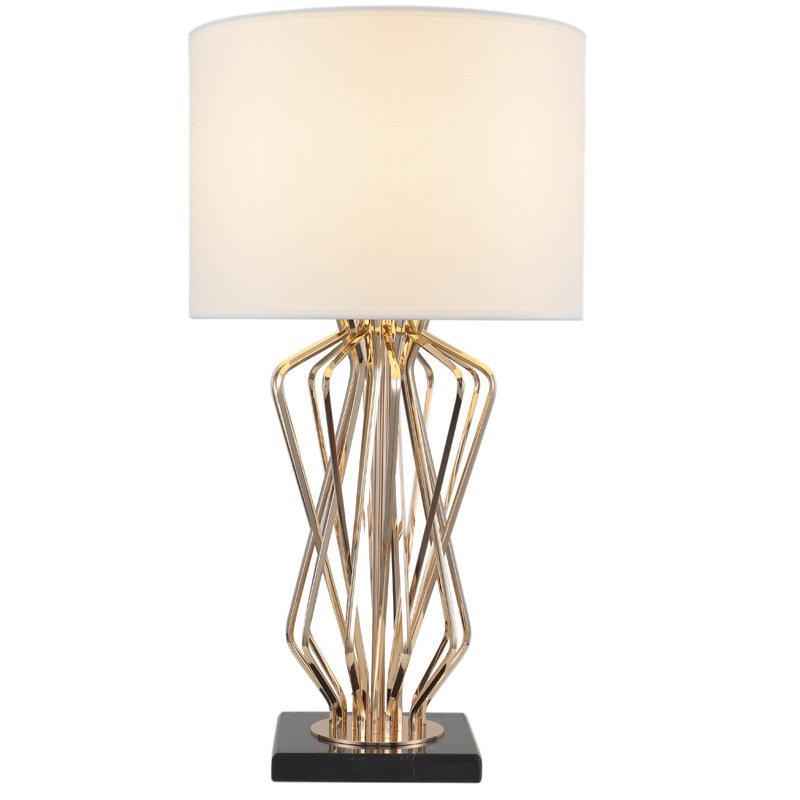 Modern Creative Metal Stand Table Lamp with Marble Decorative Base for Hotel Living Room and Bedroom