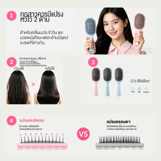 MINISO หวีแปรงผมด้ามยาว หวีลม Air Cushion นวดหนังศีรษะ ลดผมชี้ฟู เพิ่มวอลลุ่ม ไม่ดึงผม หวีลมจัดแต่งทรงผม