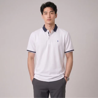 LTD เสื้อโปโลแขนสั้น ผู้ชาย สีขาว | Pique polo banded collar | 03636
