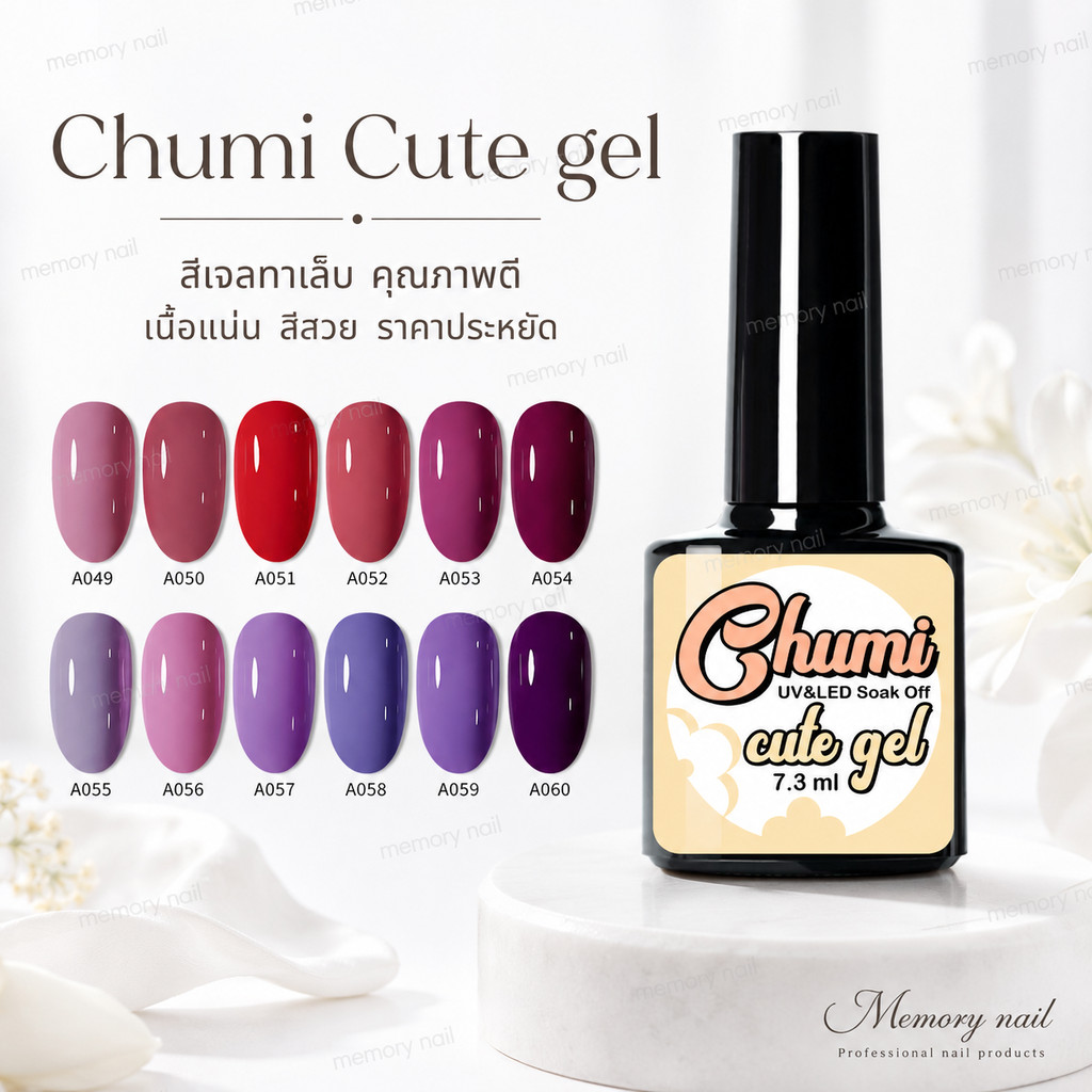 (51-100) เจลทาเล็บ Chumi Cute gel สีเจลทาเล็บ สีสวย UV/LED สีเจล สีทาเล็บเจล 7.3ml (ต้องใช้เครื่องอบ) พร้อมส่ง