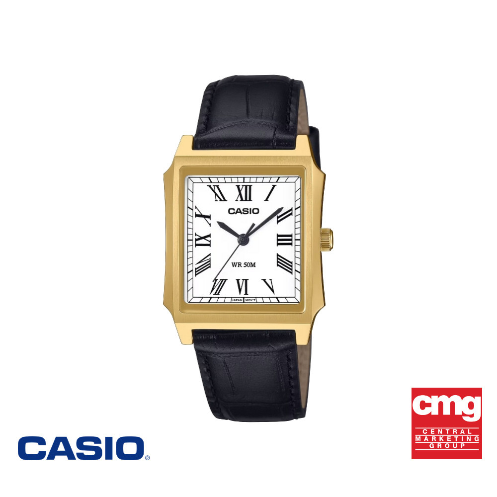 CASIO นาฬิกาข้อมือ CASIO รุ่น MTP-B190GL-7BVDF สายหนังแท้ สีขาว