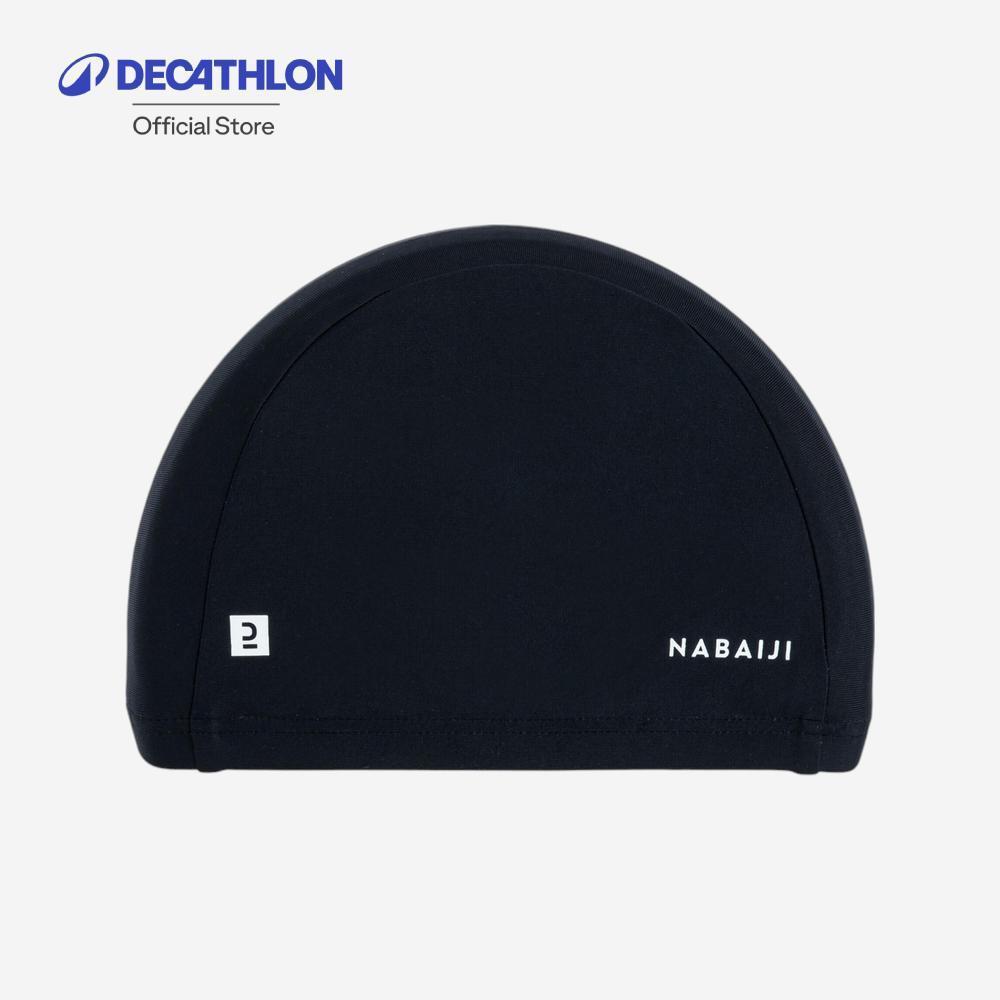 Decathlon Mesh Swimming Cap - Plain Fabric - Size S หมวกว่ายน้ำผ้าตาข่ายที่มีเนื้อผ้าสีพื้น ขนาด S - Black