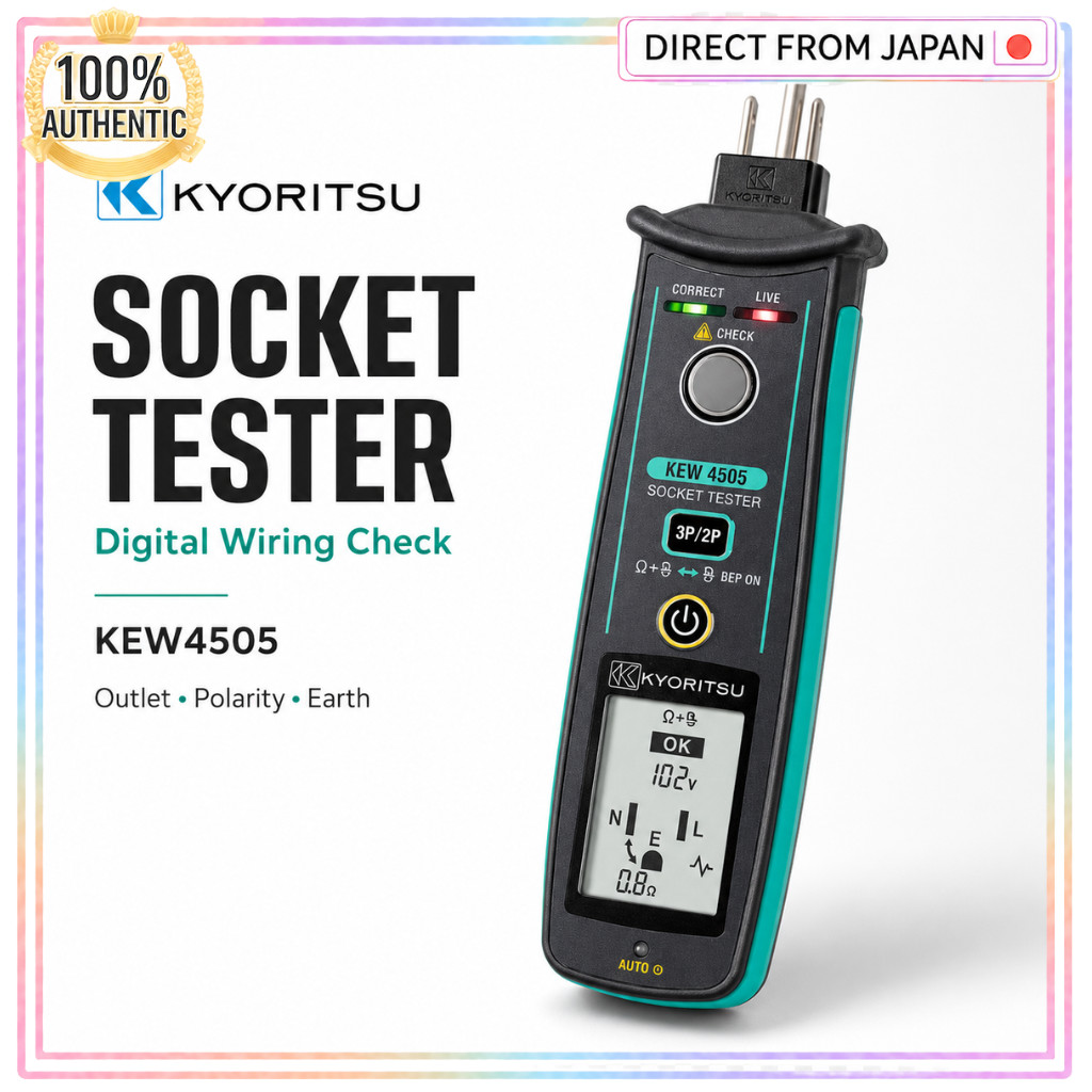 KYORITSU KEW4505 Digital Socket Outlet Tester Wiring Polarity Earth Check Electrical Inspection Test