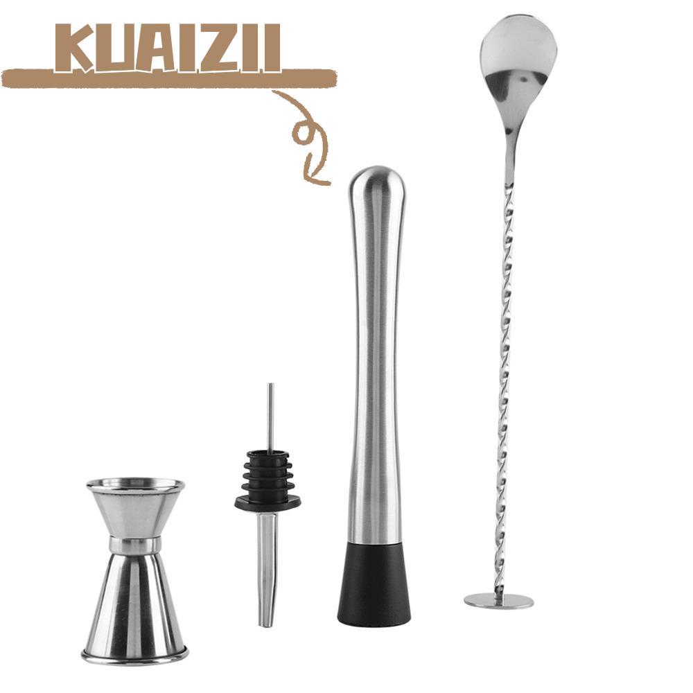 KUAIZII ชุดขาตั้งน้ํามะนาว 4 ชิ้น, ชุดผสม Didi สแตนเลสมัลติฟังก์ชั่น, เครื่องมือผสมเครื่องดื่มแบบใช้