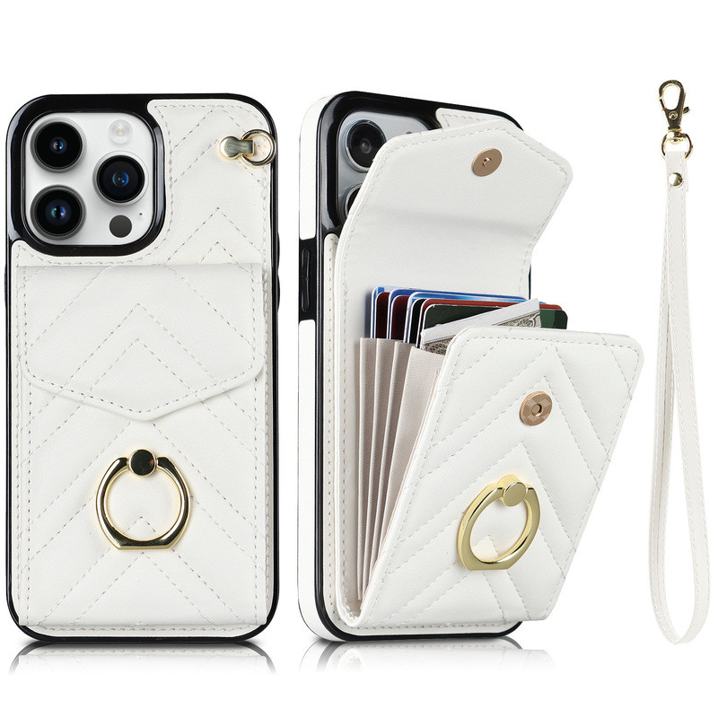 AHASTYLE เคสโทรศัพท์ Apple iPhone13 Pro Max เคสหนังโทรศัพท์หลายใบสไตล์ Chanel มัลติฟังก์ชั่นนิ้ว