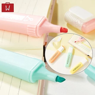 Oneworkstory ปากกาไฮไลท์ ปากกาเน้นข้อความ เน้นคำ 1ชุด6แท่ง สีพาสเทล เครื่องเขียน อุปกรณ์สำนักงาน Text highlighter pen