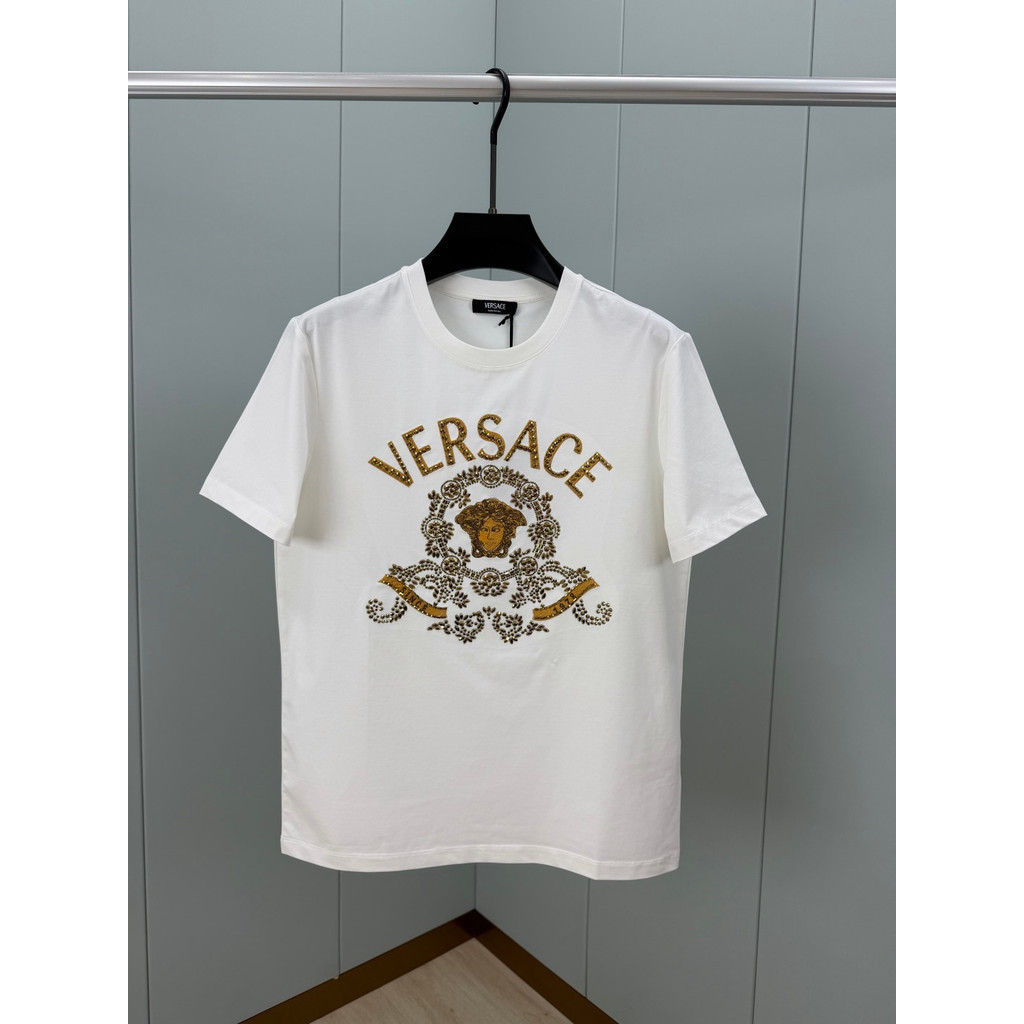 เสื้อยืด Versace/Versace tee พิมพ์แขนสั้นผู้ชายผู้หญิงเสื้อยืดหลวมเสื้อยืด Commuter ฟิตเนสสั้น ICZR