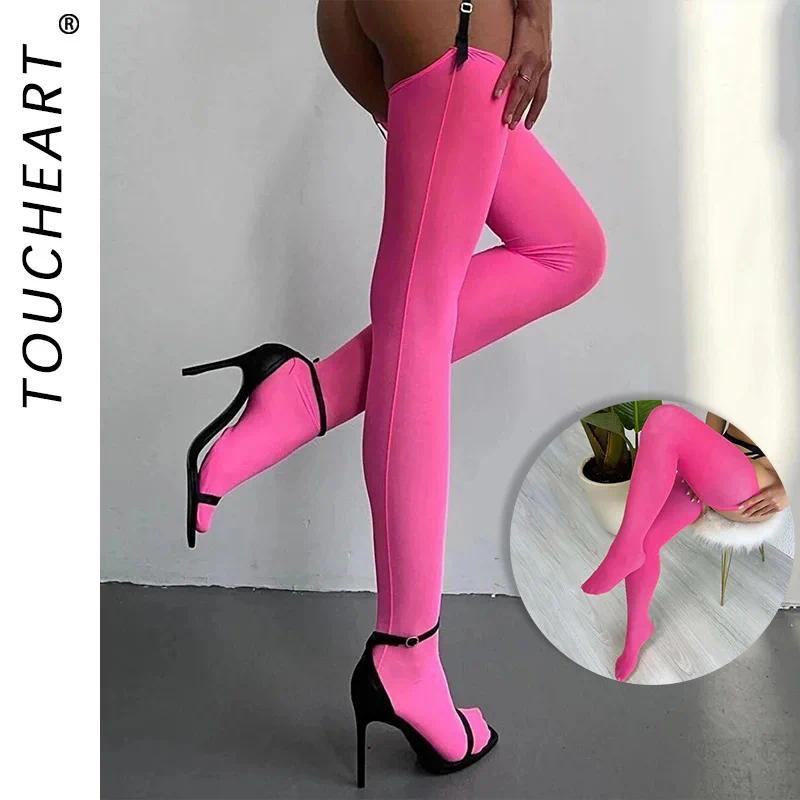 TOUToucheart Colorful Stockings Sexy Bottoming Socks Multi-Color Stockings Boundless Thigh High Soft