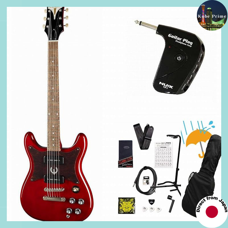 Epiphone/Wilshire P-90 Cherry (CH) Electric Guitar with GP-1 Amplifier Included - Beginner Electric 