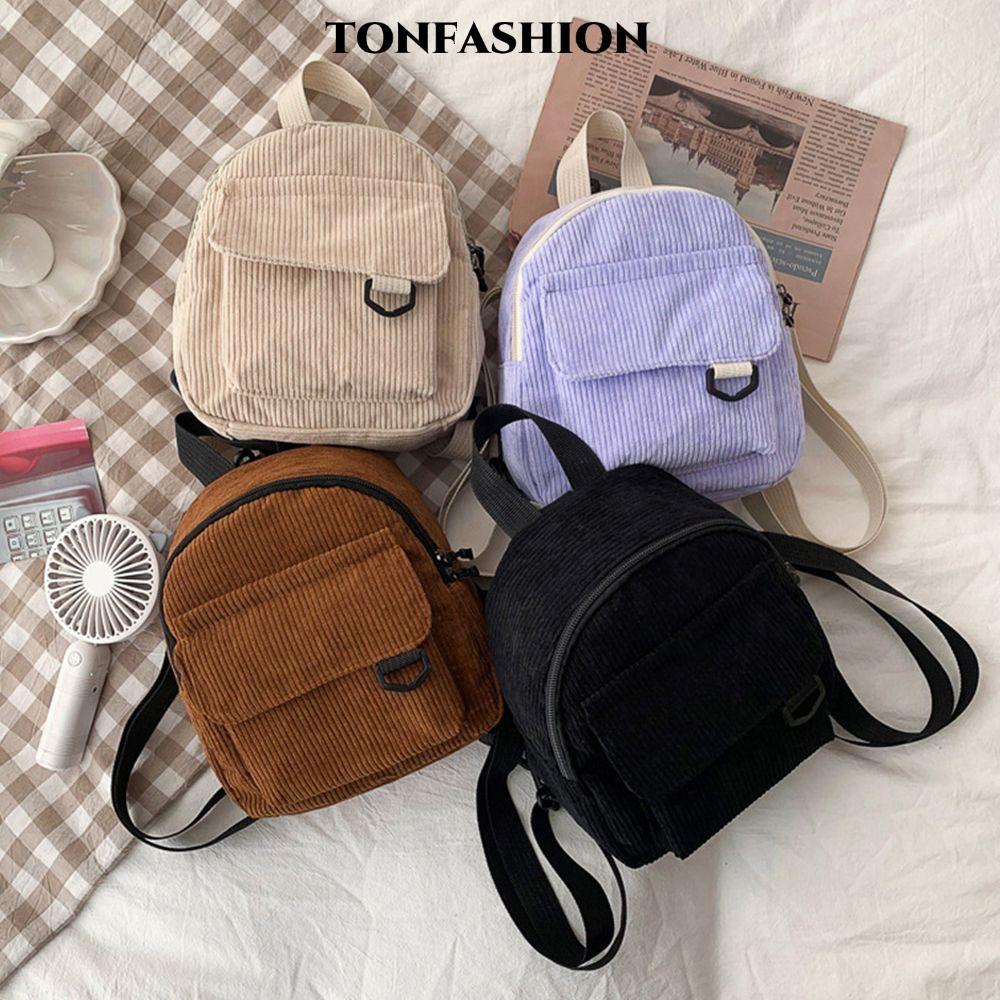 TONFASHION Mini Backpack Women Corduroy Small Traveling Backpack