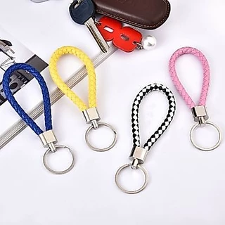 (C-019) ขั้นต่ำ 5 ชิ้น‼️พร้อมส่ง ‼️ พวงกุญแจ แฟชั่นหนัง PU แฮนด์เมดถักเชือก สุดเทห์