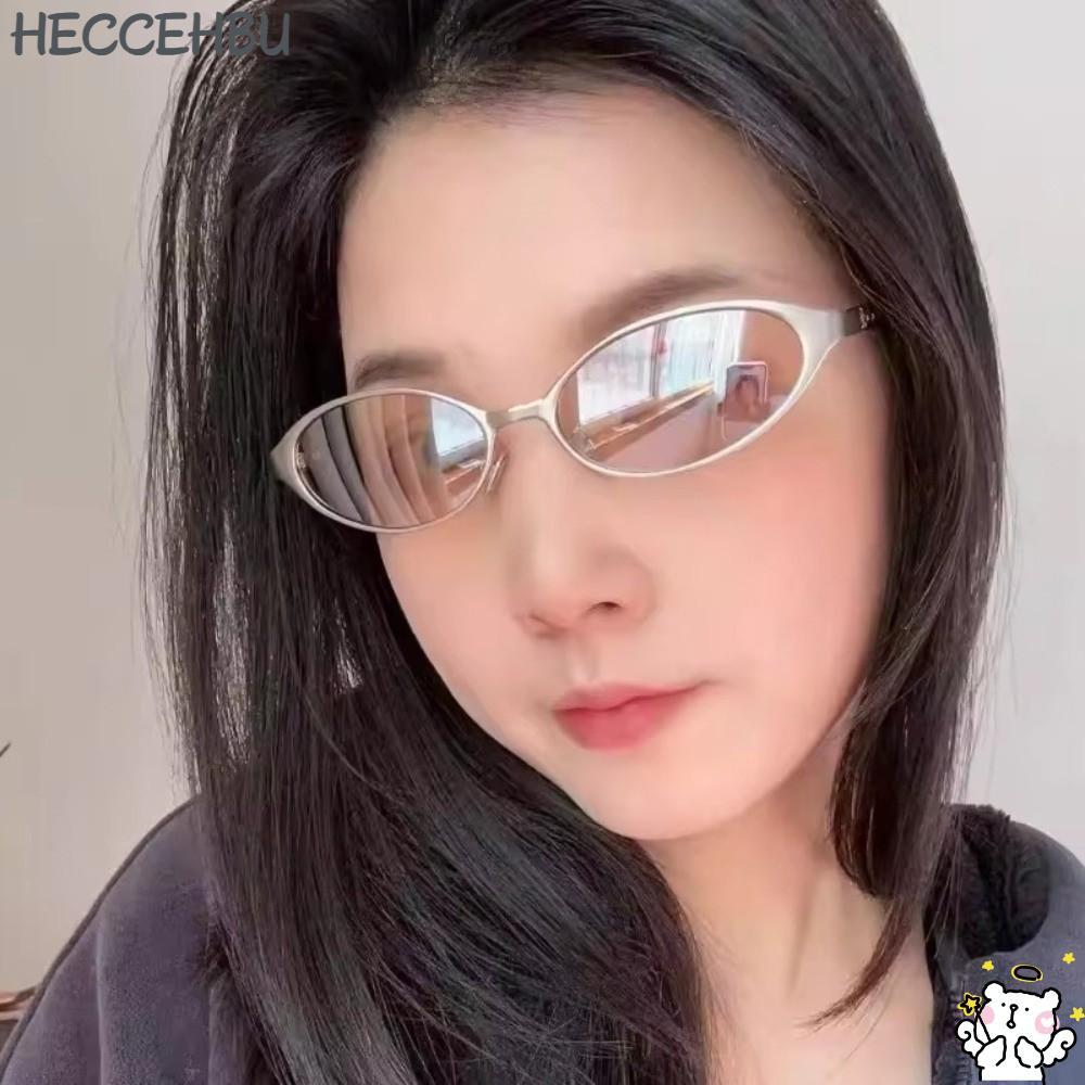 HECCEH31 Y2K แว่นตา, แว่นกันแดดป้องกันแสงแดดรูปไข่เย็นหวาน, สไตล์เกาหลี Steampunk กรอบโลหะ Shades แว่นตาท่องเที่ยว
