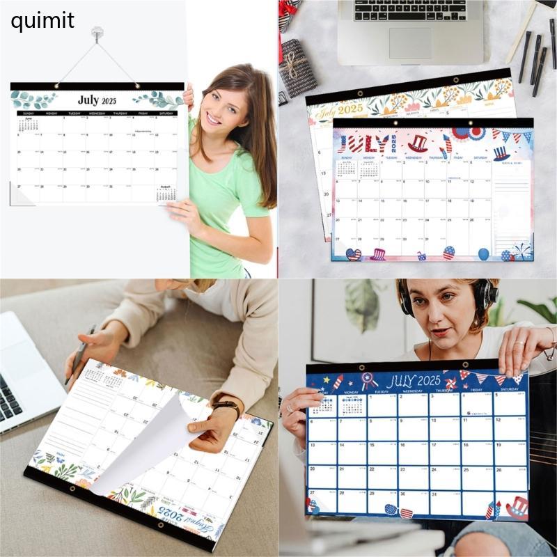 QUIM 2 ชิ้น 2025-2026 ปฏิทินผนัง Twin-Coil Binding ปฏิทิน 18 เดือนปฏิทินจากเดือนกรกฎาคม 2025 ถึง Dec