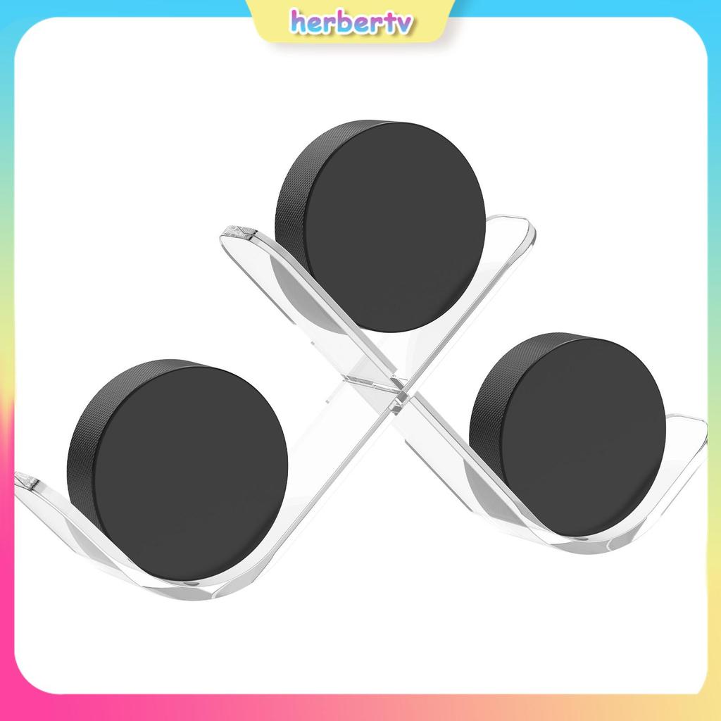 อะคริลิค Hockey Display Case ถือ 3 Pucks Clear Hockey Puck Display Rack กันน้ํา Hockey Puck Display 