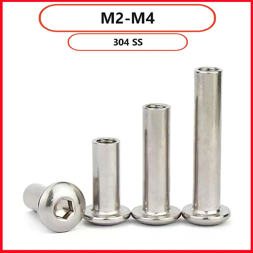 บูชเกลียวในนอก M2 M3 M4 สแตนเลส 304 แข็งแรง กันสนิม (5-20pcs) M2 M3 M4 L4-80mm 【WJX-R1】