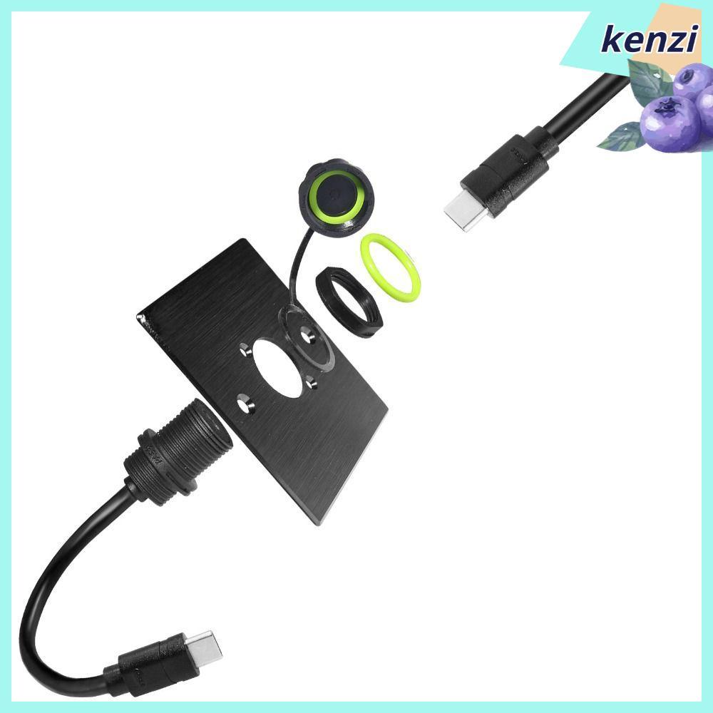 KENZI ตัวเชื่อมต่อสายเคเบิล, Type C หญิงกับหญิง USB-C กันน้ํา USB-C อะแดปเตอร์แปลงสายเคเบิล, ทนทานพร้อมฝาครอบกันฝุ่นพอร์ตเดียว 1M Type-C แผง Mount