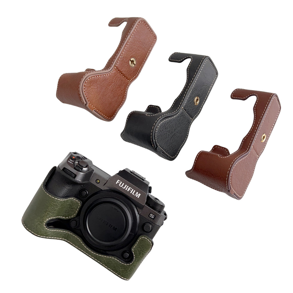 เหมาะสําหรับ Fuji XH2 XH2S เคสหนังฐาน Micro กระเป๋ากล้องเดี่ยวครึ่งกรณีแบบพกพา Retro เคสป้องกัน