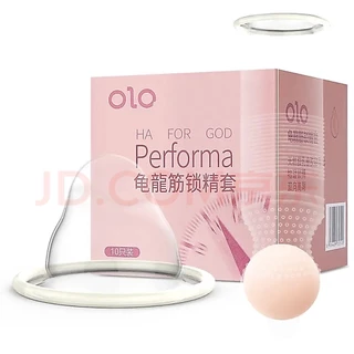 Olo Performa condoms ถุงยางอนามัยแบบมีปุ่มอึดทนนาน ชลอหลั่ง 50-52-54 มม (1กล่อง10 ชิ้น) สินค้าขายดี
