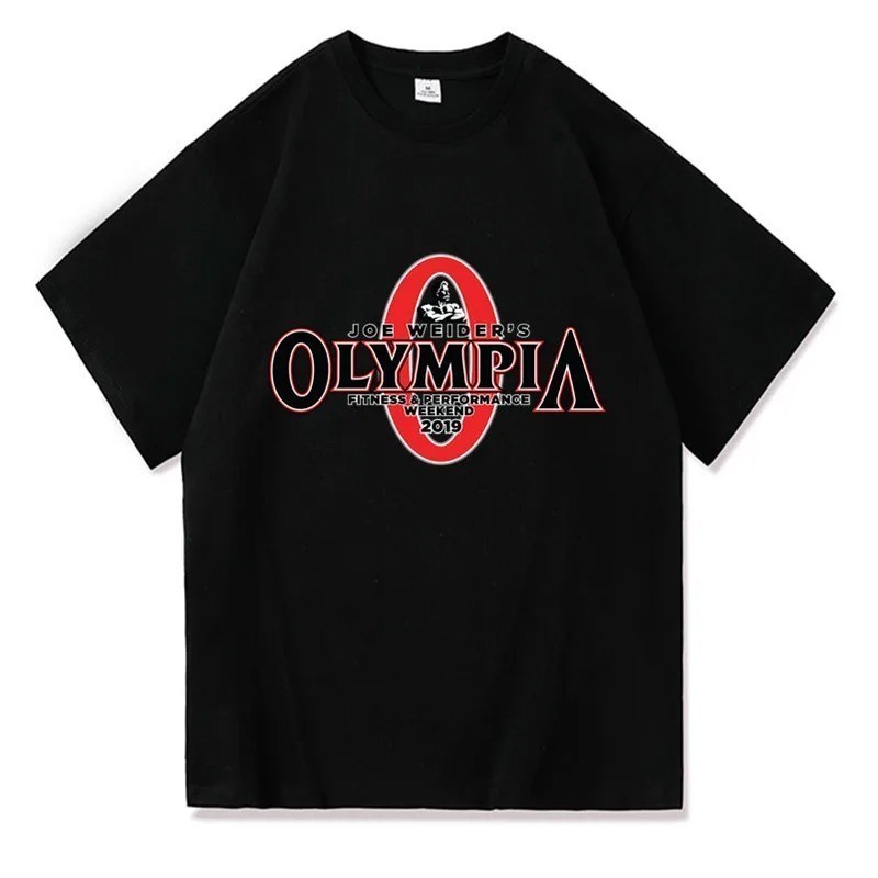 OLYMPIA Men Gym Cotton T-Shirt Printed Sports T Shirt Short Sleeve Tshirt Oversize Summer Sportwear 