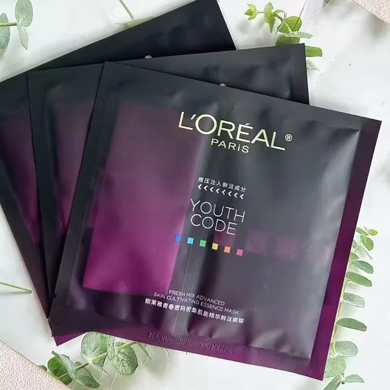 LOreal Black Essence Mask Sheet Skin Care Products Youth Code Enzyme Fresh Injection Moisturizing Fi