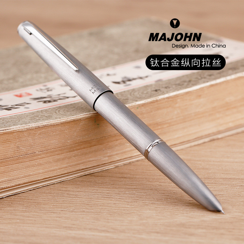 Suejiang Ti200 Titanium Alloy 14K Gold Pen Dark Tip Fountain Pen Gift Box