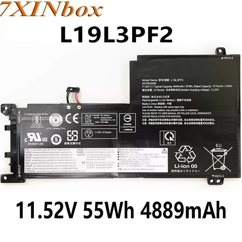 7XINbox L19L3PF2 11.52V 55Wh 4889mAh แบตเตอรี่แล็ปท็อปสําหรับ ideapad 15IIL05 5-15ARE05 Series L19D3