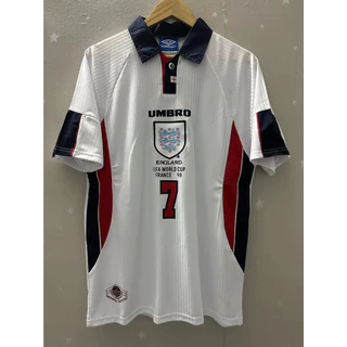 S-XXL 1998 อังกฤษ BECKHAM OWEN คุณภาพสูง Home Retro ฟุตบอล Jersey เสื้อยืดที่กําหนดเอง