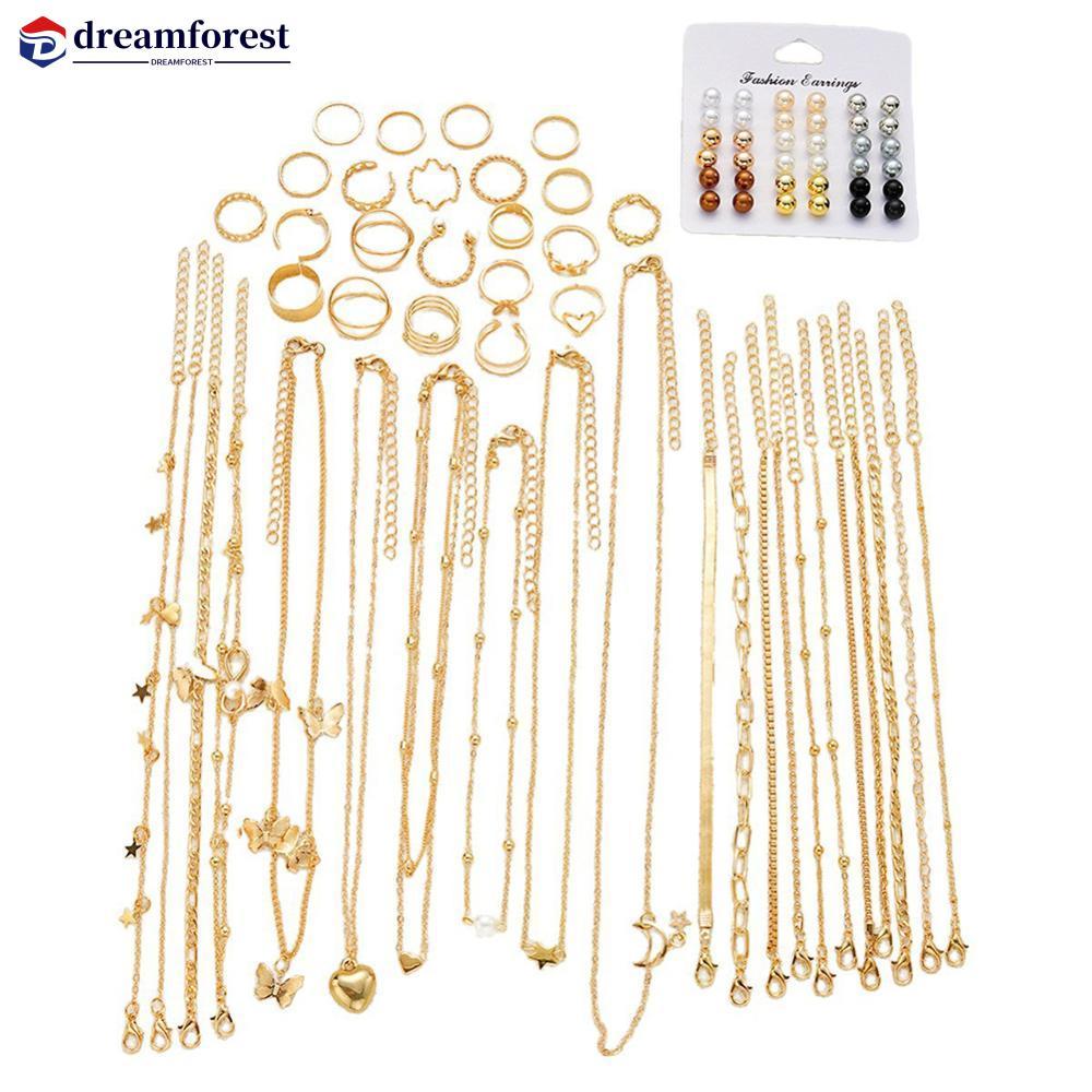 DFS หรูหรามินิมอลผีเสื้อมุกชุดเครื่องประดับรวมถึงสร้อยคอต่างหูและแหวนอุปกรณ์เครื่องประดับอเนกประสงค์