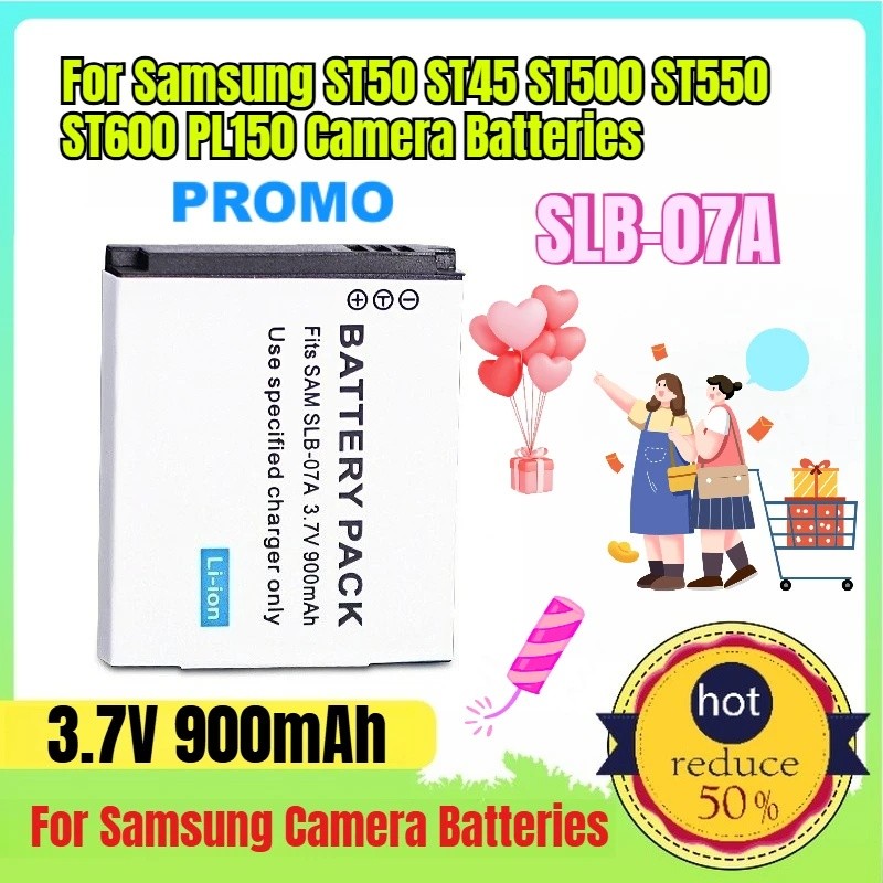 3.7V 900mAh SLB-07A แบตเตอรี่ลิเธียมสําหรับ Samsung ST50 ST45 ST500 ST550 ST600 PL150 แบตเตอรี่กล้อง