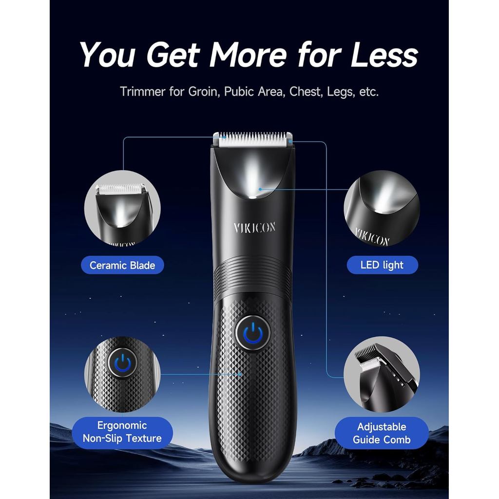 Manscape Trimmer for Men - No Nicks Electric Razor-Shaver for Balls/Pubic/Groin/Legs/Chest Hair Remo