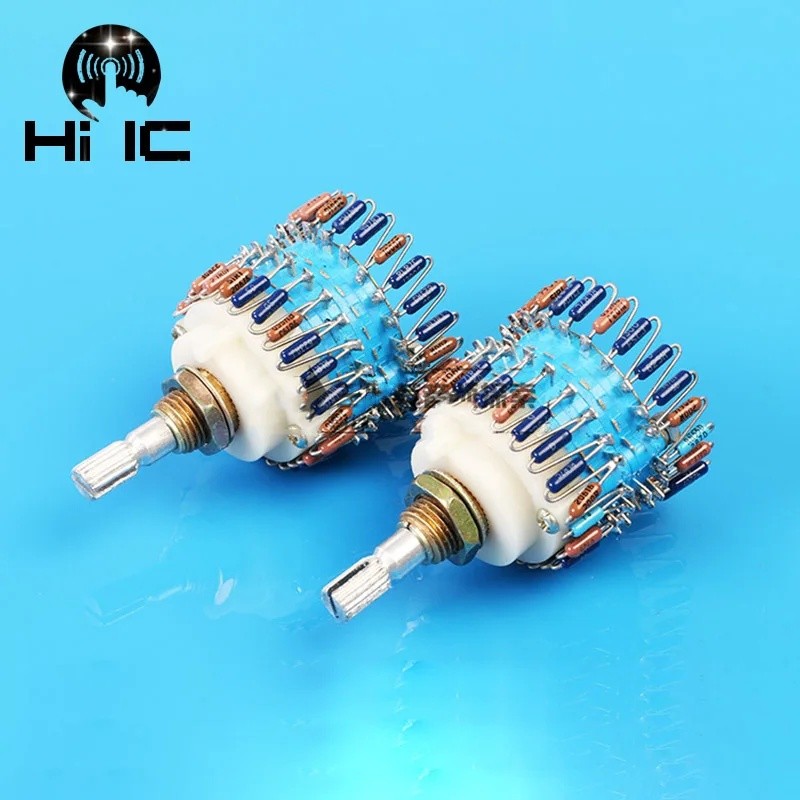 1pcs 23 Step Potentiometer 10K/50K/100K/250K/500K 2-Channel Volume Potentiometer Amplifier Volume Co