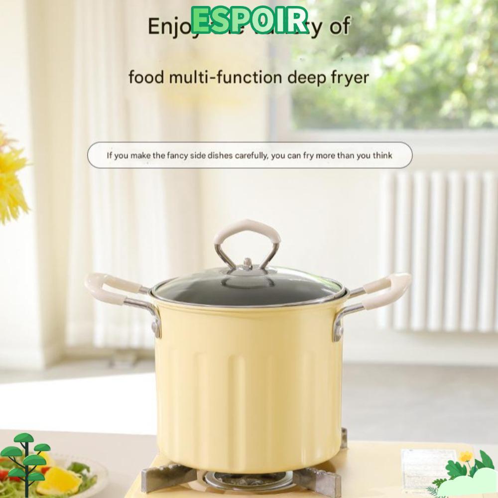 IESPOIRHA หม้อทอด, มัลติฟังก์ชั่น 3L Deep Fryer Pot, พร้อมตะกร้ากรองตาข่ายพร้อมฝาปิด Fine Iron Japan