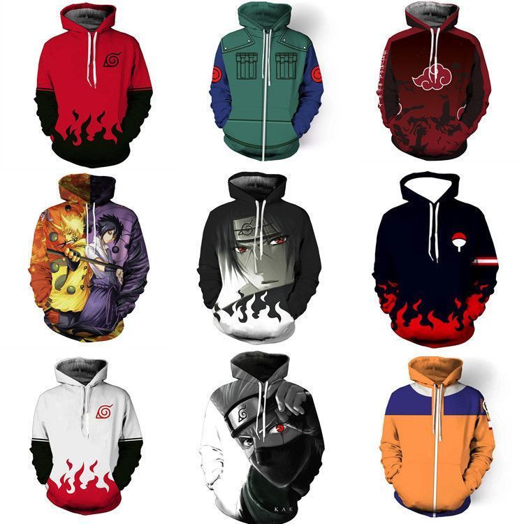 สินค้าอะนิเมะญี่ปุ่น Naruto COS Akatsuki Uchiha Itachi 3D พิมพ์ซิป Hoodie Jacket