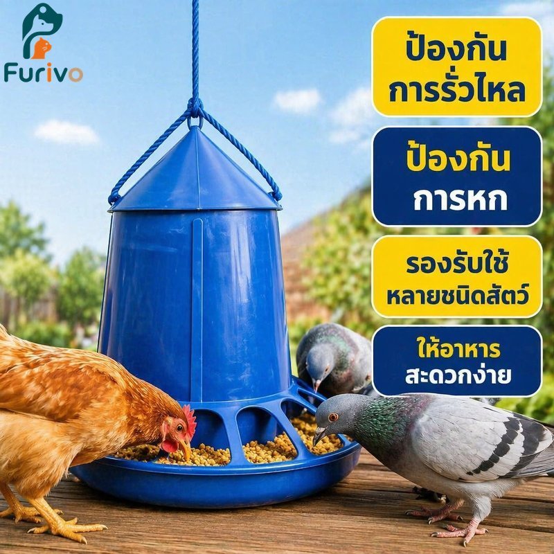 เครื่องป้อนไก่อัตโนมัติป้องกันการรั่วไหลถังให้อาหารสัตว์ปีกพลาสติกทนทานนกพิราบนกกระทาป้อน