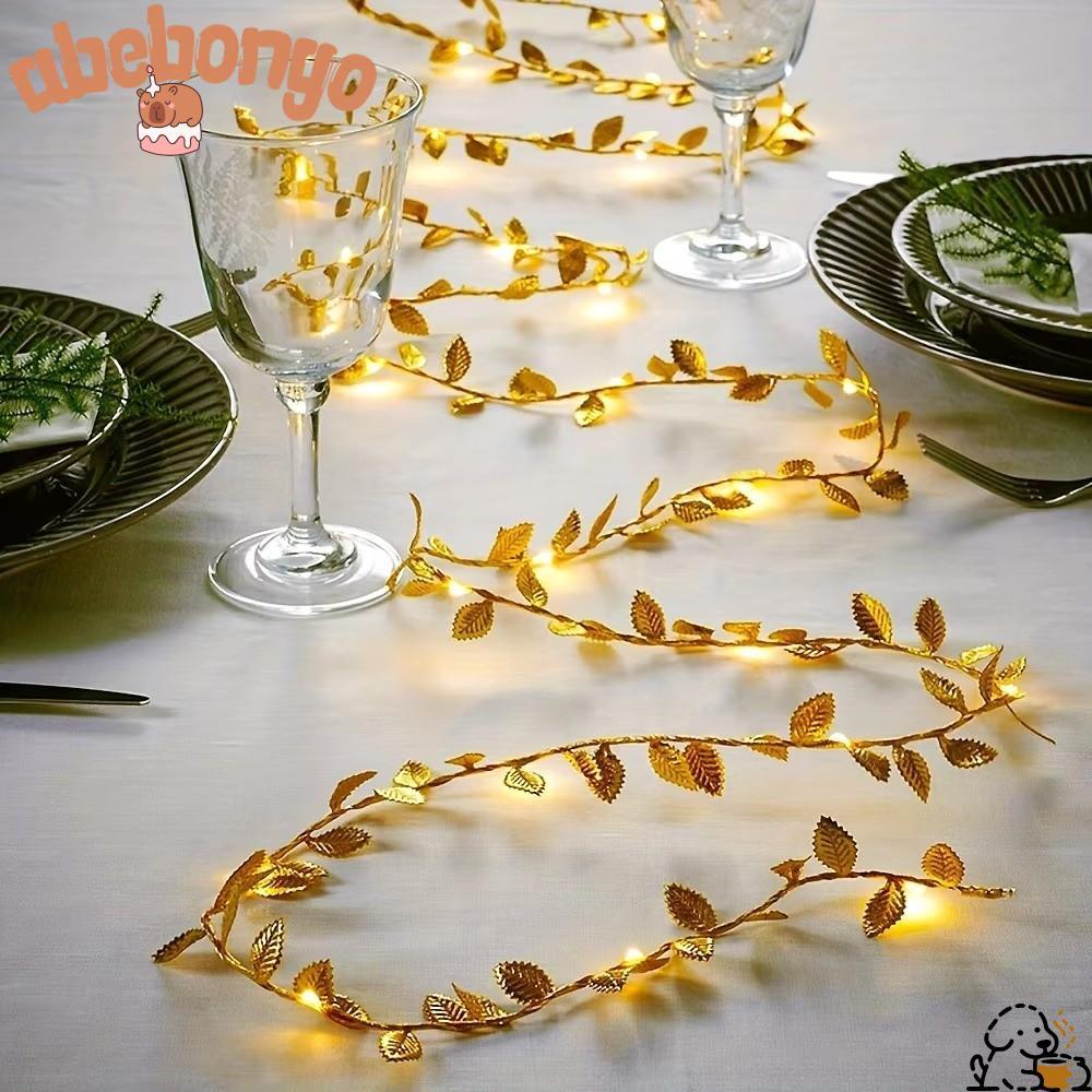 ABEBANDONY Leaf Garland String Lights, แบตเตอรี่ขับเคลื่อนพลาสติกประดิษฐ์ Vine Fairy ไฟ, Warm Light 