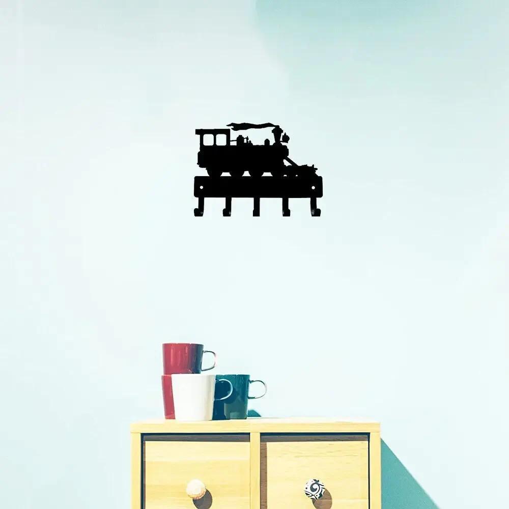 CIFbuy โลหะ Wall Key Rack Steam Train Coat หมวกแขวน Entryway ห้องน้ํา Organizer Decor