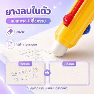 🔥จัดส่งจากกรุงเทพ🔥ปากกาเจลลบได้ 3 สีในด้ามเดียว หัว 0.5 มม. เขียนลื่น ลบสะอาด พร้อมไส้รีฟิล 4 แท่ง