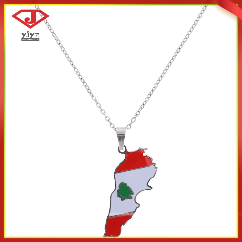Lebanon สร้อยคอจี้ธงแผนที่และสร้อยคอธงสําหรับผู้หญิงและผู้ชาย Lebanon เครื่องประดับ Lebanon แผนที่จี