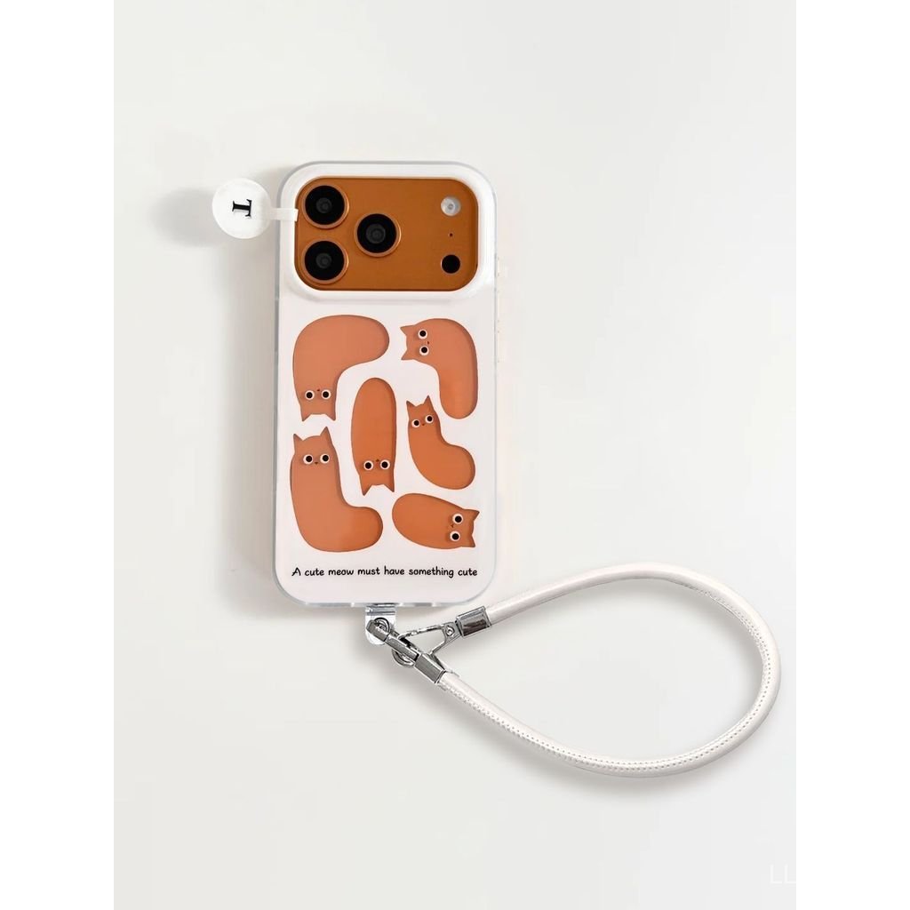 เคสโทรศัพท์เหมาะสําหรับiPhone 11 12 13 14 15 16 17 Pro max Plus Airน่ารักHollow Cat Chainกันกระแทกกันกระแทกกันกระแทกเคสรวมทุกอย่าง 9DDX
