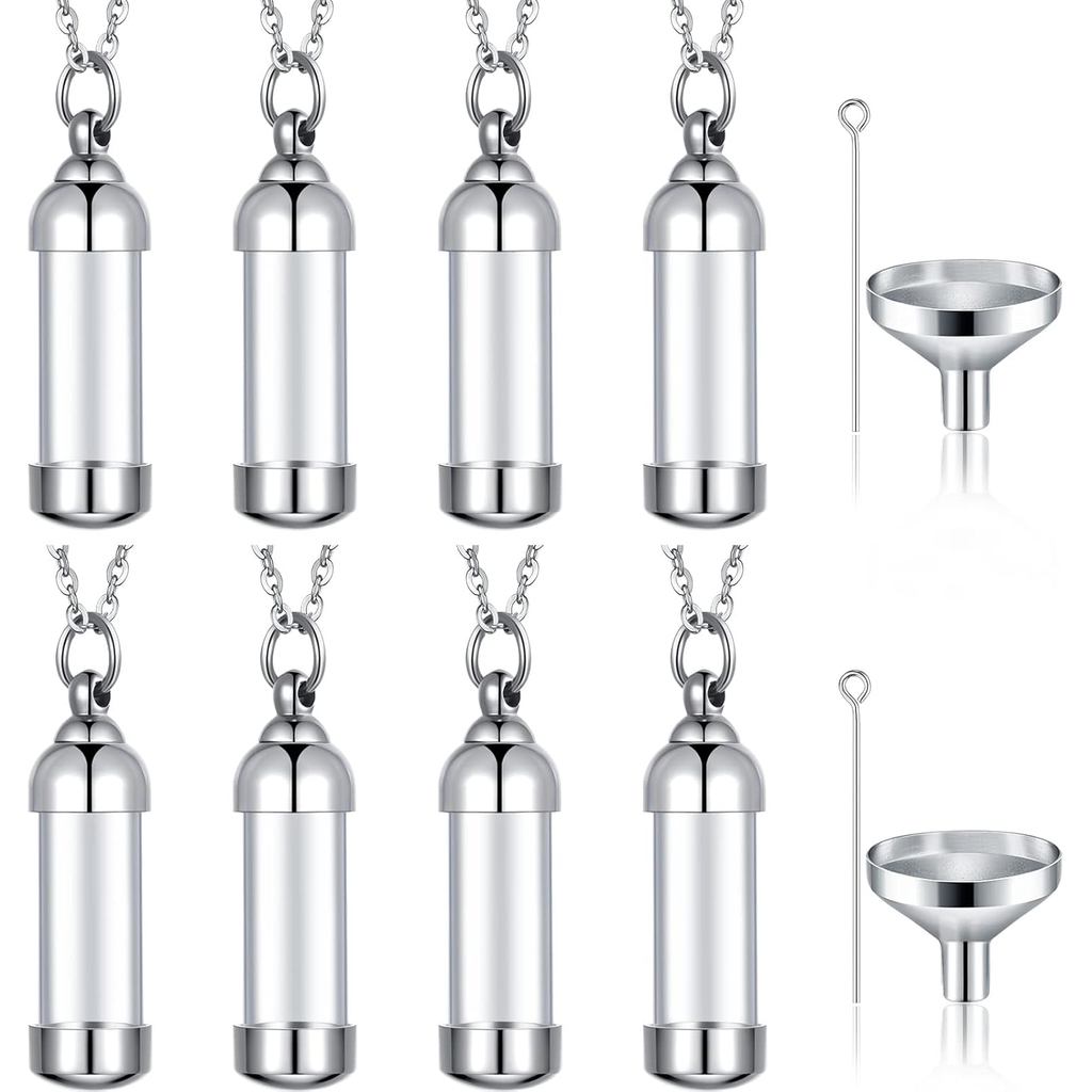 Vial สร้อยคอแก้ว Vial จี้สแตนเลสภาชนะแก้ว Urn สร้อยคอสําหรับ Ash เปิดอนุสรณ์ Keepsake Cremation Ashe
