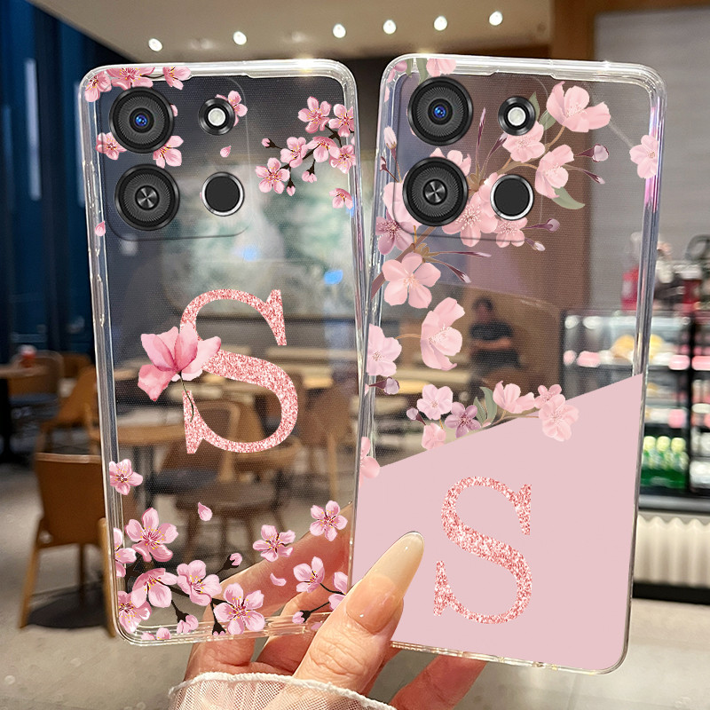 เคสโทรศัพท์สําหรับ Itel A05S กรณี A663LC ดอกไม้สวยโปร่งใส Slim ซิลิโคนคู่สําหรับ Itel A 05s กลับปลอก