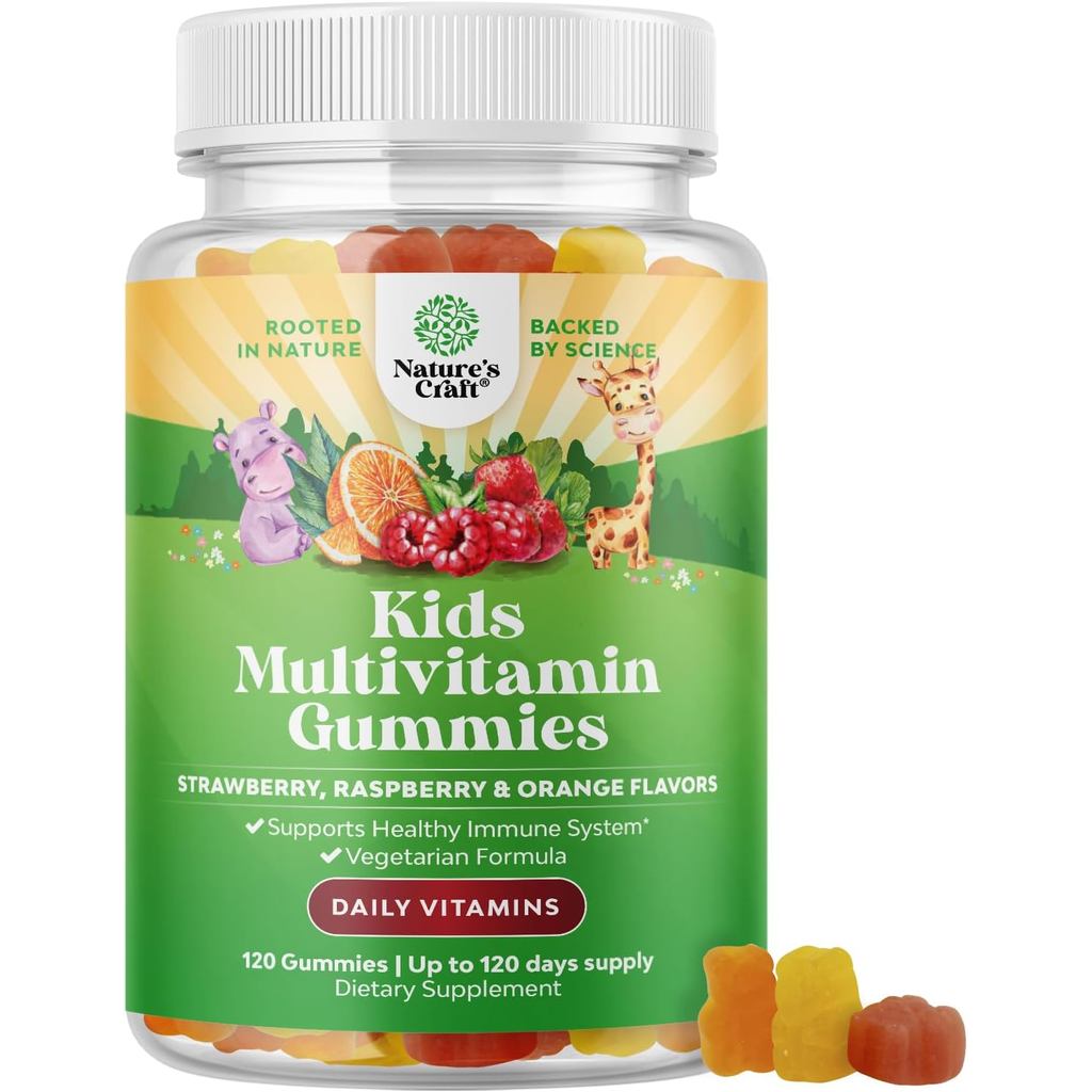Natures Craft Plant Based Kids Multivitamin Gummies - Multivitamin for Kids Immunity Support Gummies