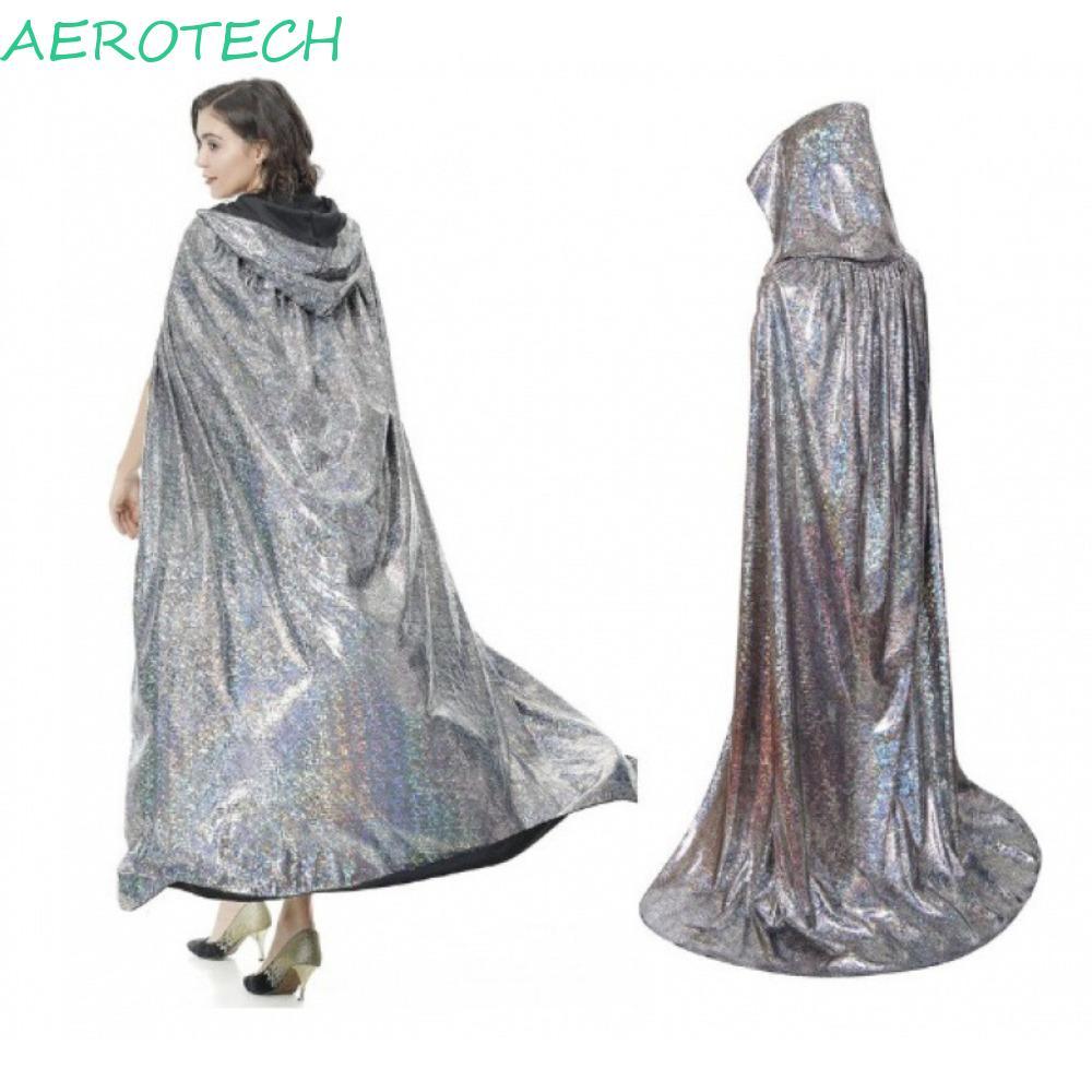 AEROTECH ฮาโลวีนเสื้อคลุม Gown, Shiny Devil Hooded Ponchos, Gothic Dress Up Grim Reaper ตกแต่งคริสต์มาสคอสเพลย์เครื่องแต่งกายเด็ก