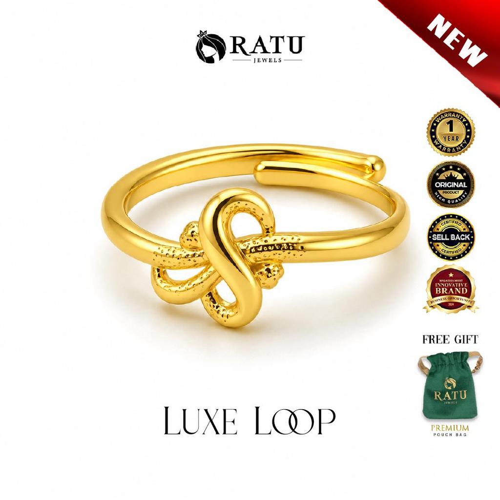 Cincin (2.42g) Emas RATU Luxe Loop Adjustable Cinin Daily Wear Plated Ring Jewellery/Jewelry - R23RJ