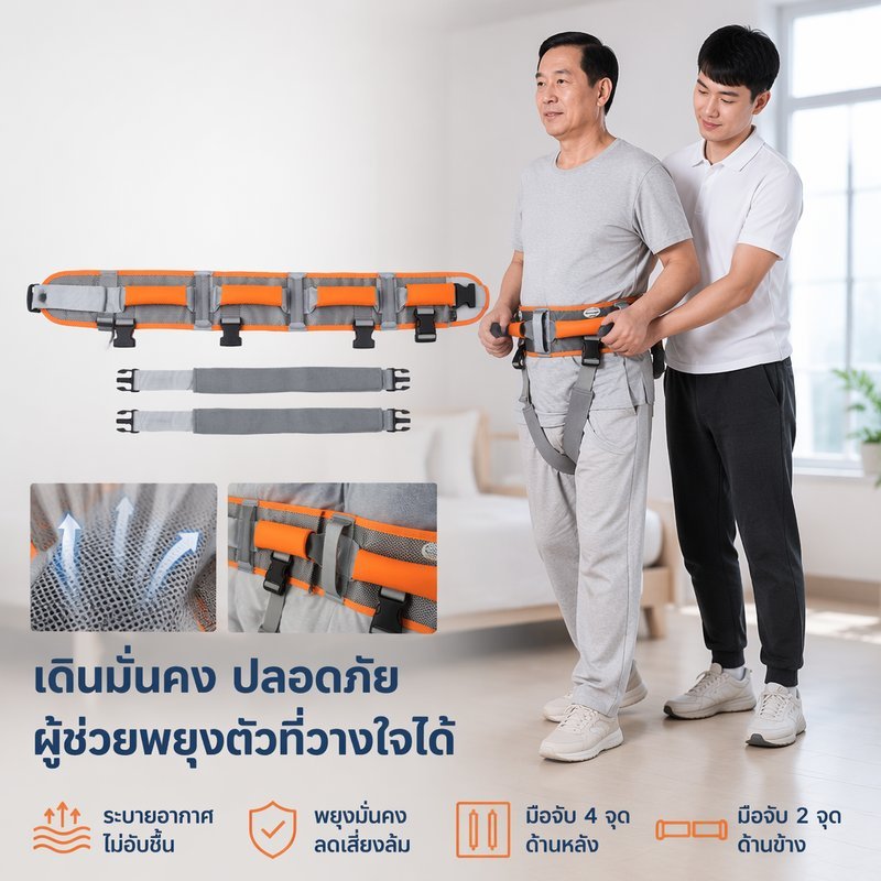 ผู้ป่วย Transfer Gait Belt Caregiver Assist เบาะจับ Breathable Quick Buckle SML