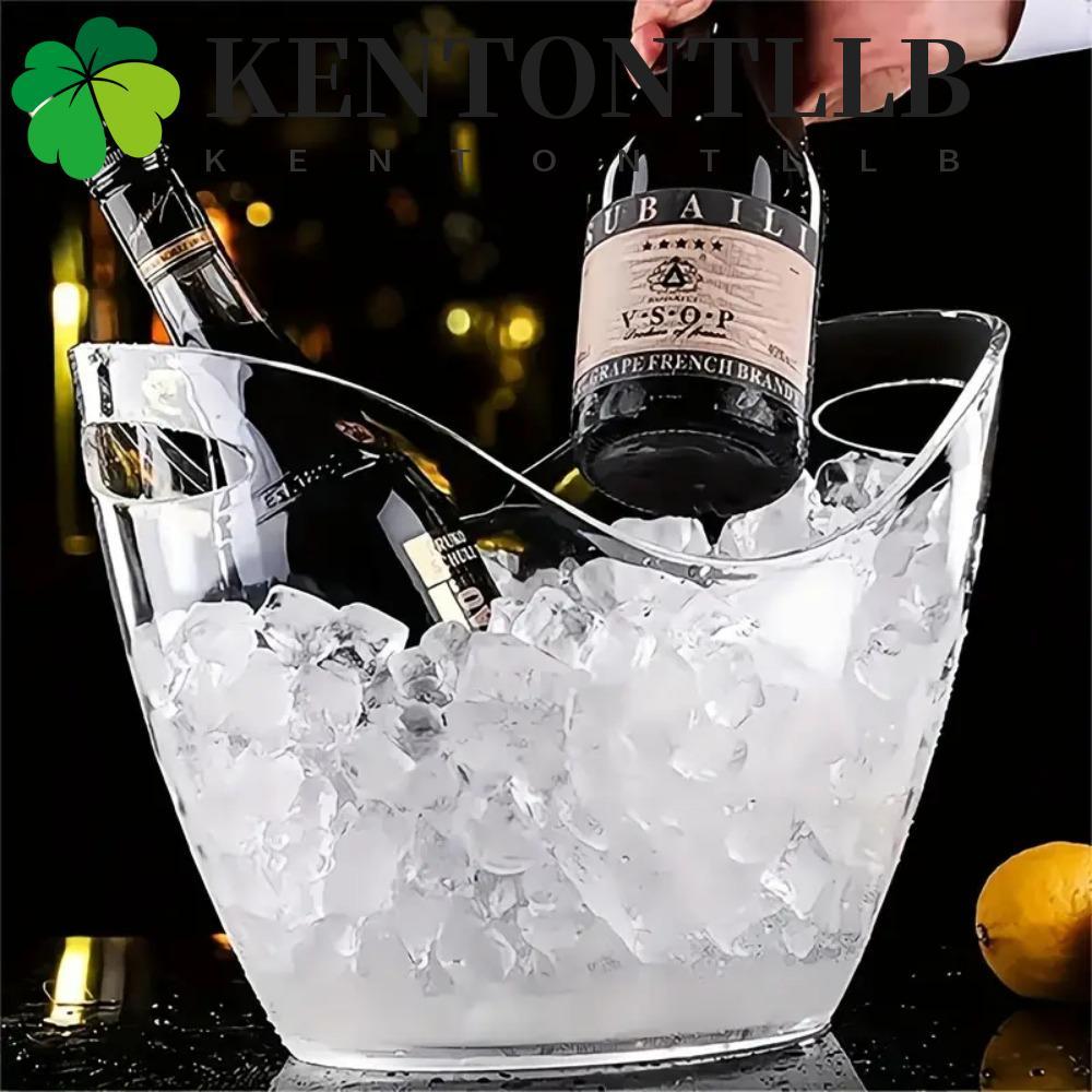 KENTONTLLB ถังน้ําแข็งโปร่งใสความจุขนาดใหญ่อะคริลิคแบบพกพา 4/8/12L Anti-fall Light Gold ขวด Ice Cool